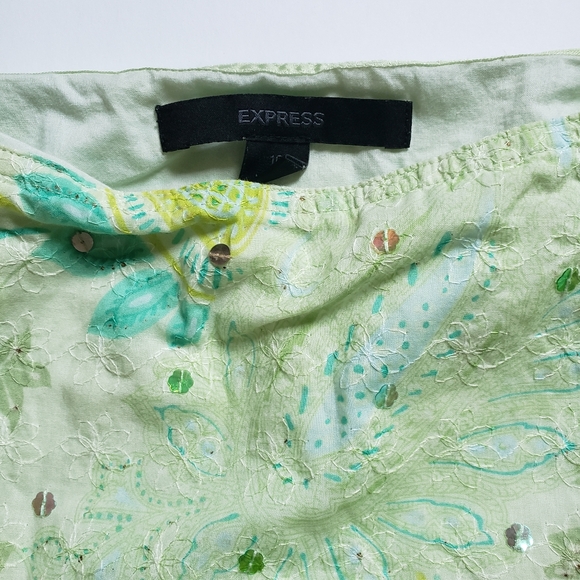 Express Floral Midi Skirt Women's Size 10 Green Flowy Detail - Picture 10 of 11